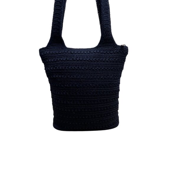 The Sak Women’s Navy Blue Crochet Zipper Closure Double Strap Shoulder Bag Sz M - Picture 4 of 11